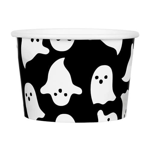 AimFun 9oz Halloween Ghost Snack Cups - 50 Pack Paper Treat Cups