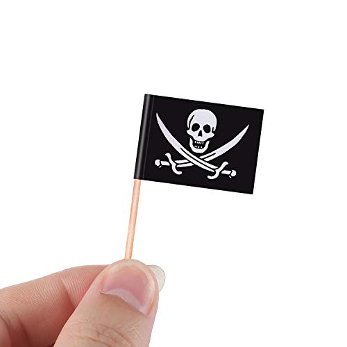 Pirate Cocktail Toothpick Flags Set - 100 Black Party Food Picks