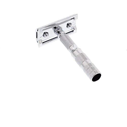 MERKUR 933C Travel Safety Razor - Compact Three-Piece Design with Leather Case | Bright Chrome Finish