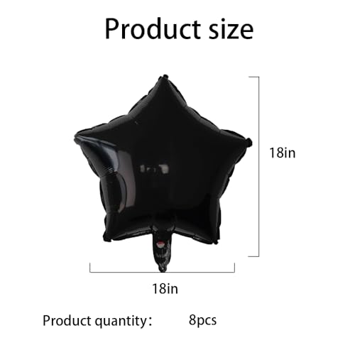 Black Star Balloons Foil Balloon Party Decorations - 8pcs