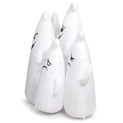 8FT Halloween Inflatable Ghost Yard Decoration with LED Lights - Waterproof & Stable Setup