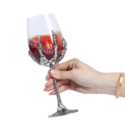 Halloween Skull Wine Glass E2 - Skeleton Hand Goblet for Parties