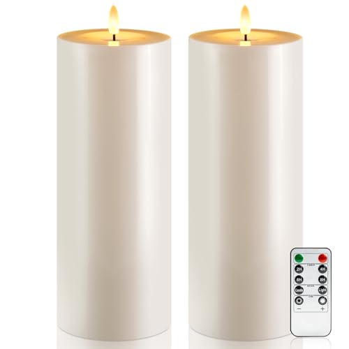 Outdoor Waterproof Flameless Pillar Candle with Remote Timer 4x12 Inches - Large Weatherproof LED Candle