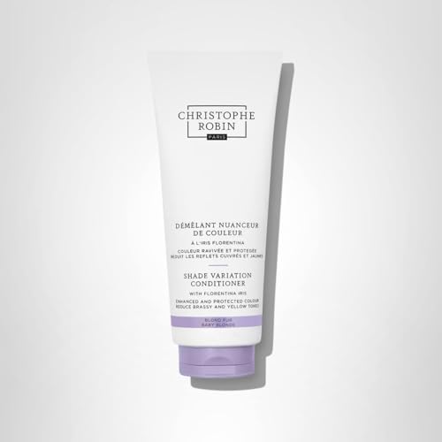 Christophe Robin Shade Variation Baby Blonde Toning Purple Conditioner with Florentina Iris, Neutralizes Brassy, Yellow Tones for Blonde, Bleached, Silver, Highlighted Hair 200ml