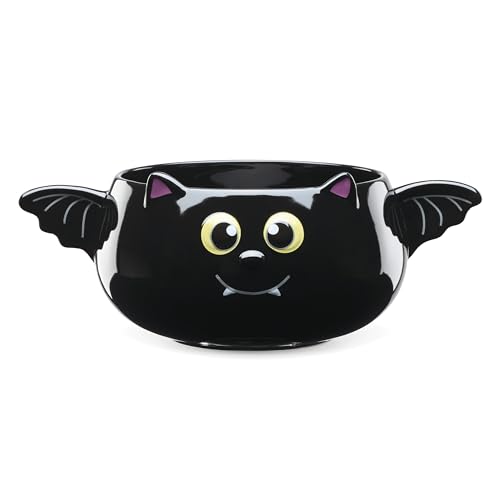 Halloween Bat Candy Bowl - Porcelain Spooky-Cute Bat Design, 13 Inches