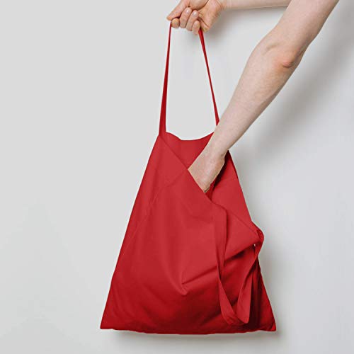 Medium Red Cotton Tote Bag - 15x16 Inches, Heat Transfer Friendly with Teflon Sheet