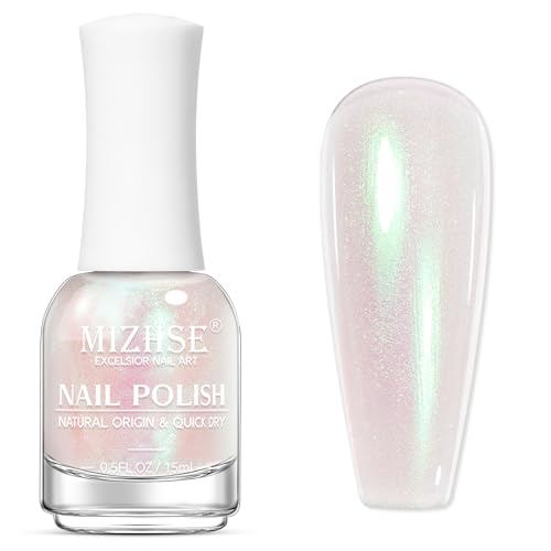 MIZHSE Aurora Pink Nail Polish - Quick Dry Shimmer, High Shine, 15ml