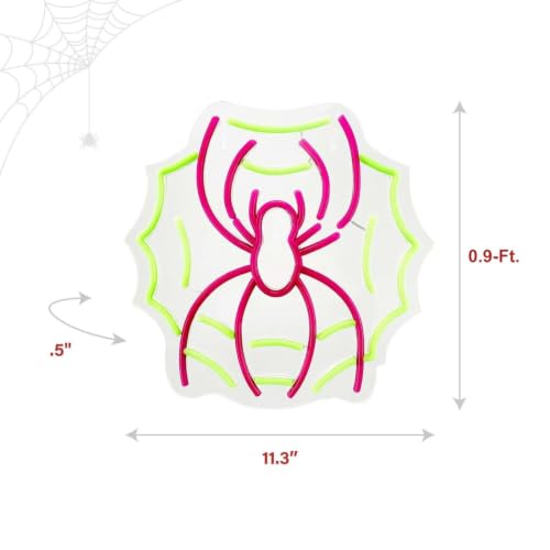 Halloween Wall Decoration LED Spider with Web Neon Light - Indoor Outdoor Decor