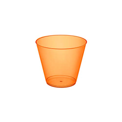 Party Essentials Neon Orange Plastic 9-Ounce Tumblers - 25 Pack, Reusable & Disposable
