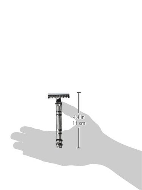 Parker Open Comb Double Edge Safety Razor – Heavyweight Chrome Handle for Closer Shaves – Includes 5 Razor Blades – Ideal for Men with Thick or Coarse Beards (24C-Chrome)