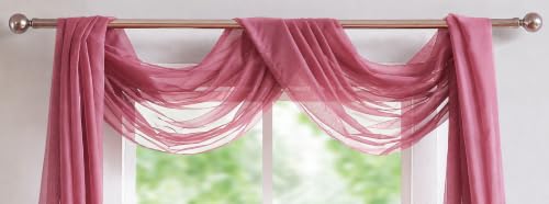 Blush Pink Sheer Window Scarf - 55W x 144L Elegant Light Curtain - Warm Home Designs