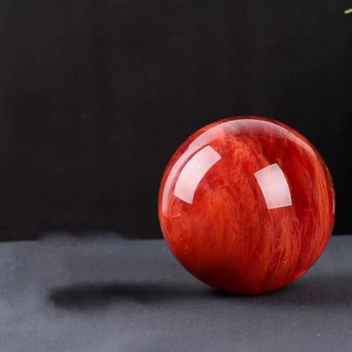 Natural Red Crystal Ball with Stand - Feng Shui Decor & Meditation Sphere