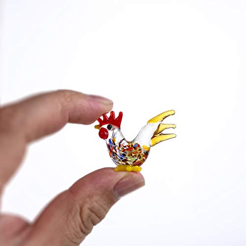 Crystal Animal Figurine - Handmade Cock and Hippopotamus Ornament Gift for Animal Lovers