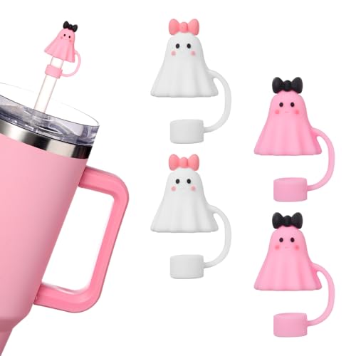 Halloween Ghost Straw Toppers 4 Pack for 30oz & 40oz Tumblers - Ghost 2 Variation