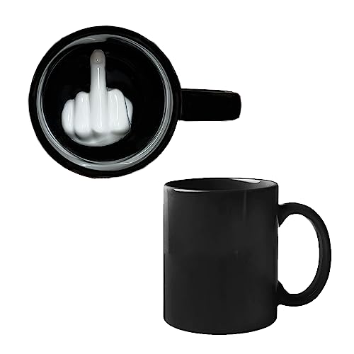 Black Up Yours Middle Finger Mug - Funny Ceramic Coffee Cup, Novelty Gag Gift