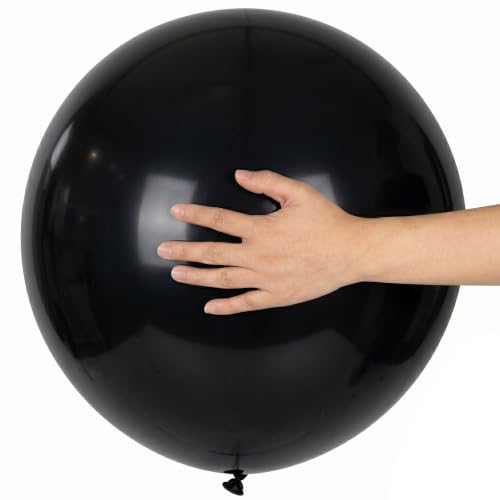 Black 18 Inch Latex Balloons - 15 Pack Large Round Party Decorations