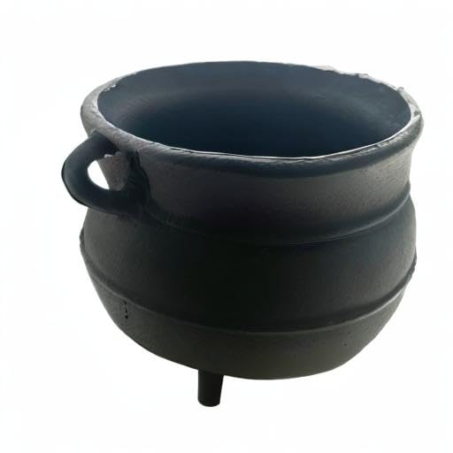 7-Inch Cast Iron Cauldron with Black Finish - Durable Witches Brew Pot