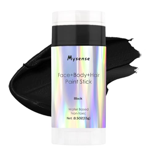 Black Face Body Hair Paint Stick - Water Based Washable Temporary Makeup for Halloween & Cosplay