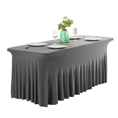 8ft Rectangular Spandex Table Skirt and Cover - Gray 96" x 30"