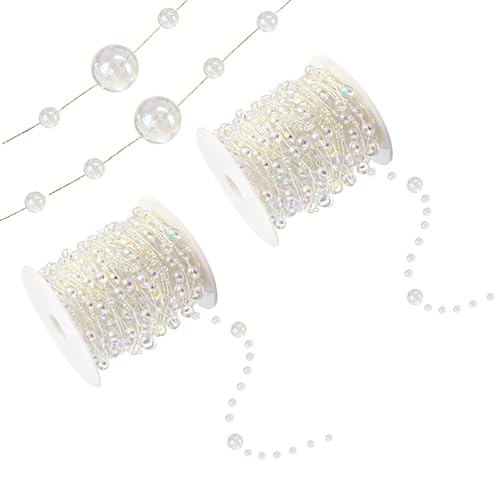 Colorful Artificial Pearl String Beads Chain for Wedding & DIY Crafts - 196 Feet