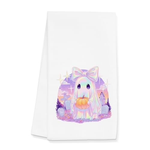 Halloween Towels for Kitchen & Bathroom - Pumpkin Ghost Decor Gift - 16x24 Inches