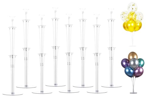 Transparent 28 Inch Balloon Stand Kit - 8 Pack for Party Decorations