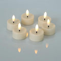 6 Pack Flameless LED Tea Lights with Black Wick - Battery Operated Candles for Decor