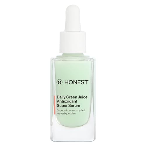 Honest Beauty Daily Green Juice Antioxidant Super Serum, Improves Skin Tone Texture, Gentle for Sensitive Skin, Fragrance-Free Vegan, 1 fl oz
