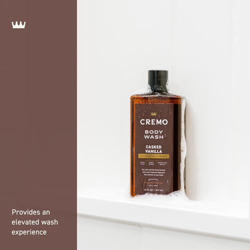 Cremo Body Wash Men, Notes of Black Plum, Warm Incense, and Madagascar Vanilla, Rich-Lathering Casked Vanilla, 16 Fl Oz