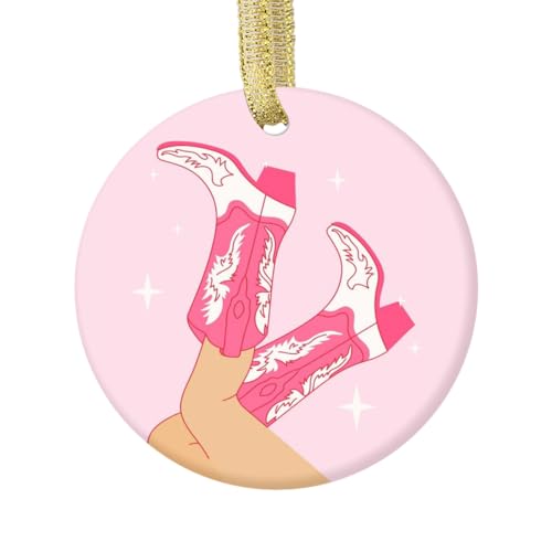 Christmas Ornament with Female Cowboy Legs in Boots - Holiday Decor
