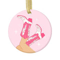 Christmas Ornament with Female Cowboy Legs in Boots - Holiday Decor