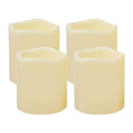 Dark Ivory Waved Top 4 Pack Waterproof Battery Operated LED Flameless Pillar Candles 3x3 Inches