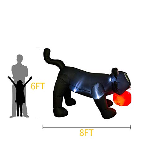 8ft Halloween Inflatable Black Cat & Pumpkin with LEDs - Outdoor Decor