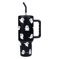 Black Ghost 40 oz Insulated Halloween Tumbler with Handle & Straw - Ghost Travel Mug