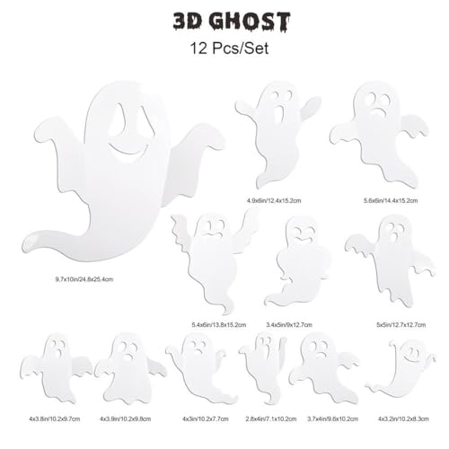 Halloween Wall Stickers Set - 25Pcs Ghost & Bat Decor with Variation Halloween-2