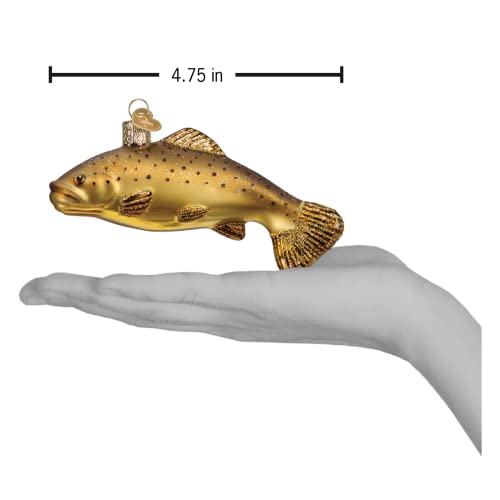 Old World Christmas Brown Trout Glass Ornament for Christmas Tree - Handcrafted Lake Fish Decoration