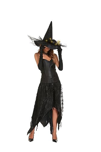 Black Spider Witch Hat Halloween Costume with LED Light and Gauze Feathers - Variation of THIS listing