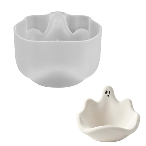Halloween Ghost Candy Bowl Mold - Cute Ceramic Trick or Treat Serving Dish