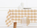 Buffalo Plaid Tablecloth 60x84 Inches - Beige & White, Reusable and Spillproof