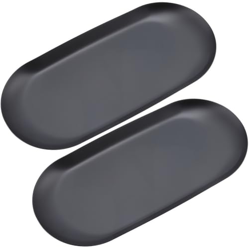 Black Stainless Steel Nail and Makeup Organizer Trays - 2 Pack