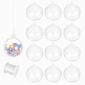 3.5 Inch Clear Plastic Ornament Ball with Wire - Fillable Christmas Decorations, 12 Pack
