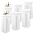 Pure White 6 Pack Stretch Cocktail Table Covers 32x43 Inch Fitted High Top Party Cloth