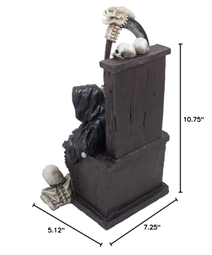Spooky Grim Reaper Sitting on Bone Throne Halloween Decor Statue, Gothic Horror Gift