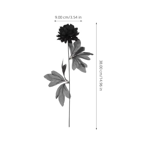 Halloween Black Artificial Flower Stem - Faux Dahlia for Gothic & Memorial Decor