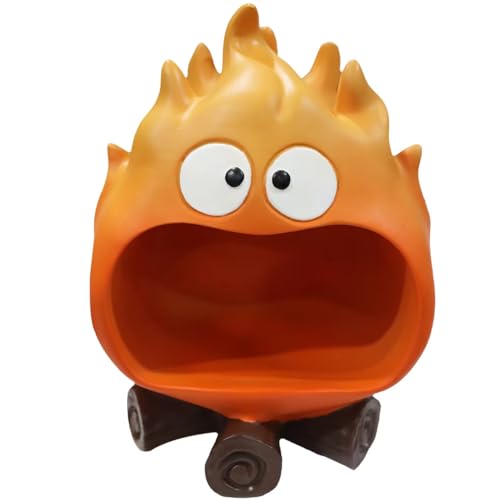 Orange Flame Statue Candy Dish & Key Bowl - Whimsical Entryway Decor