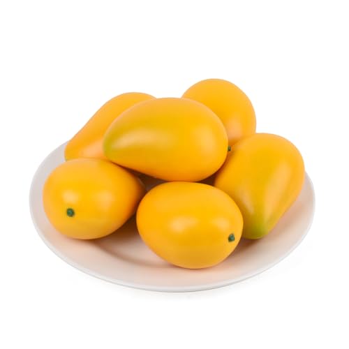 Artificial Mango Fake Fruit for Kitchen & Party Decor - 6pcs Yellow