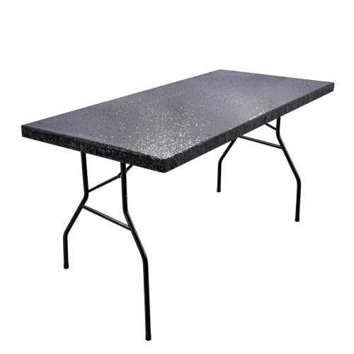 Black Sequin Fitted Elastic Tablecloth 30x96 Inch for Rectangle Tables - 1 Pack