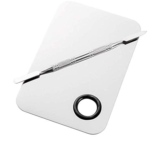 Stainless Steel Makeup Palette with Spatula Tool - 4.23 Ounce, Silver, 6x4 Inch