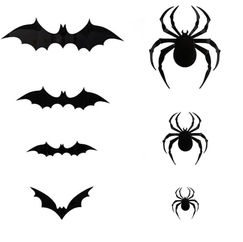 120PCS Halloween 3D Bat and Spider Wall Decals Set - Realistic PVC Decorations for Party & Home