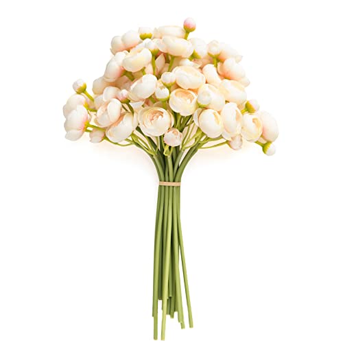 Artificial Ranunculus Flowers Peony Wht Pink Shade 18pcs Home Decor